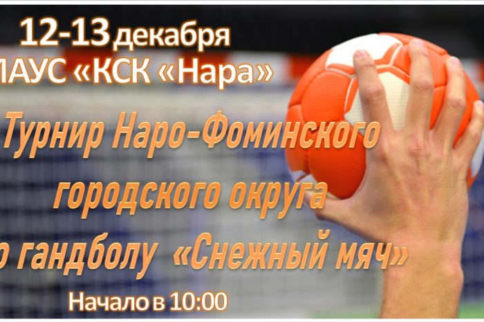 12-13 декабря в МАУС “КСК “Нара” пройдет турнир Наро-Фоминского городского округа по гандболу, среди юношей и девушек.