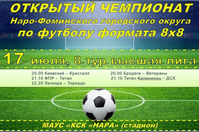 Расписание игр Открытого чемпиона Наро-Фоминского городского округа по футболу формата 8 х 8!!!